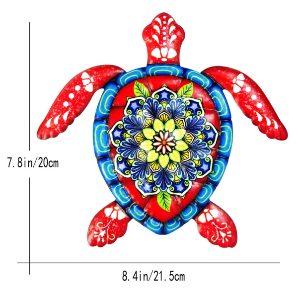 Sköldpadda Järn Väggdekor Trädgård prydnad 21,5x20cm - Röd Röd