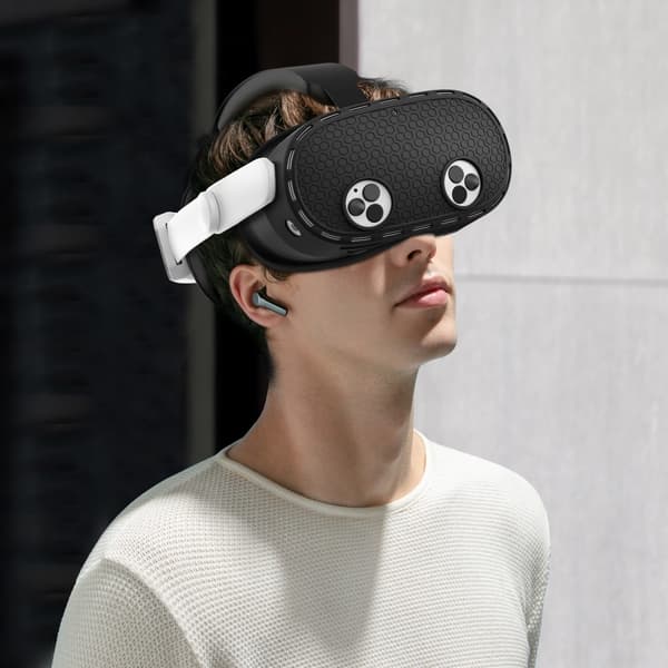 Meta Quest 3S - suojakotelolle, VR - kuulokemikrofonille, silikonisuoja - Musta Black