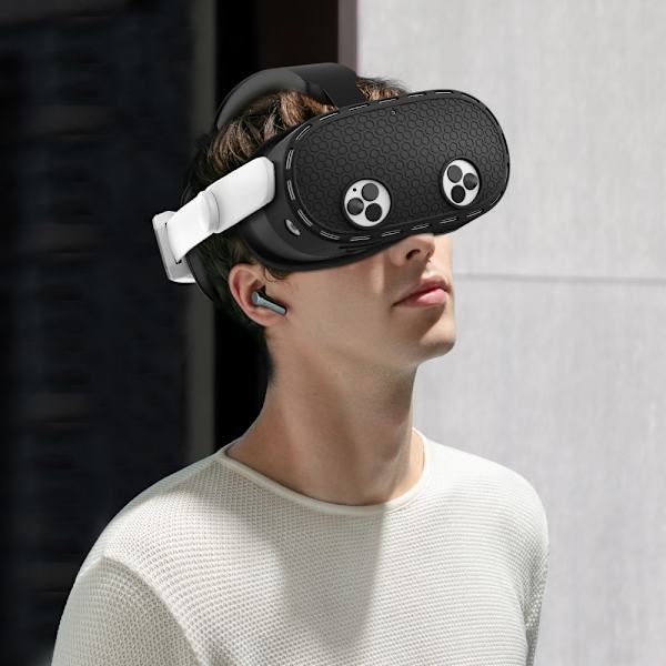 Til Meta Quest 3S beskyttende etui VR Headset Silikone Cover - Sort Black