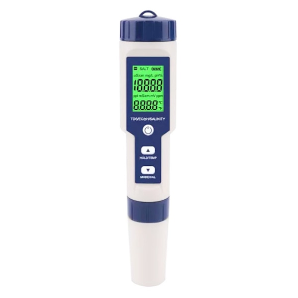 5-i-1 test for vandkvalitet EC Ph TDS Temperatur Salinitet Grey