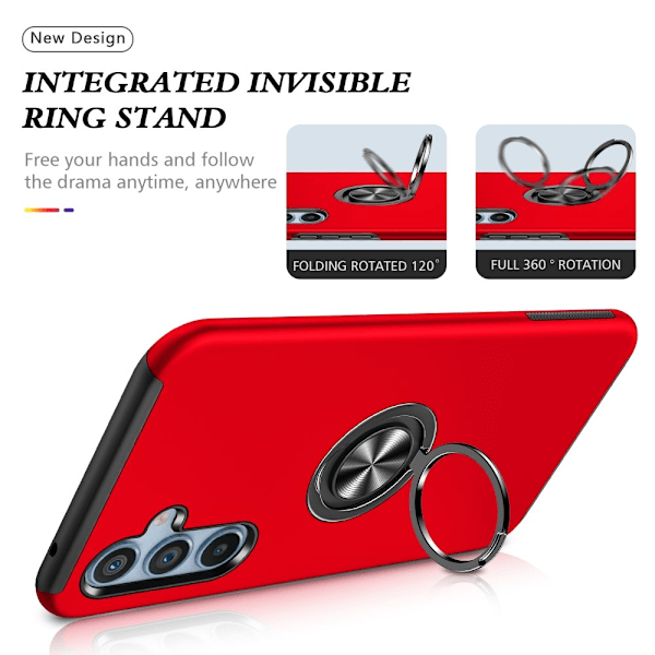 Samsung Galaxy S25 / S24 Hybrid skal med Finger Ring - Röd Röd