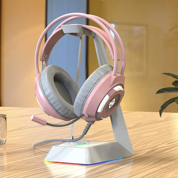 AJAZZ AX120 Gaming Headset Over Ear-hörlurar med mikrofon - Rosa Rosa