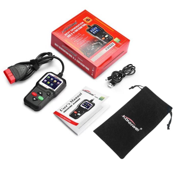 KONNWEI KW680 OBDII/EOBD Scanner OBD2 CAN-buskodelæser - sort