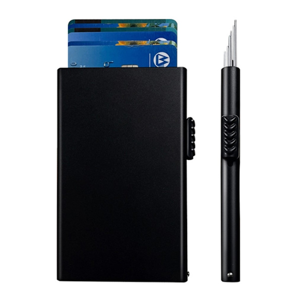 RFID-blokerende ID-kortkasse Kreditkortholder Pop Up Black