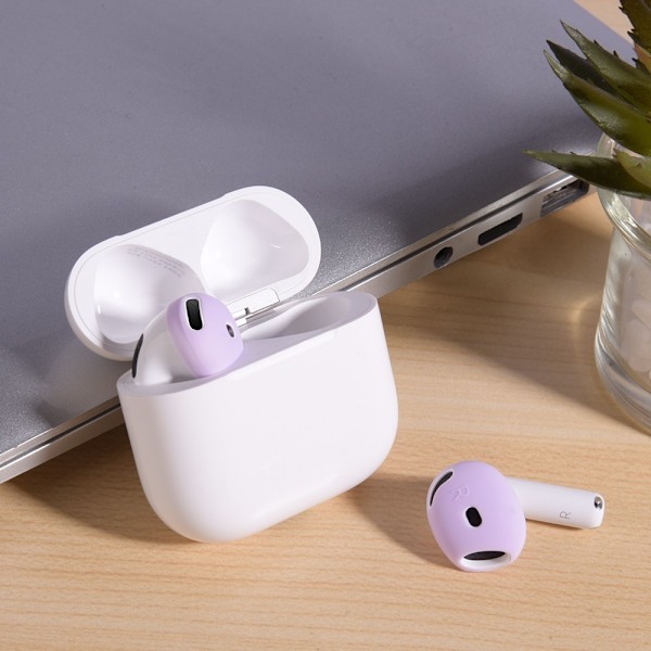 AirPods 4:lle liukumaton silikonikotelo, korvasuojat, nappikuulokkeet - Laventeli Lavender