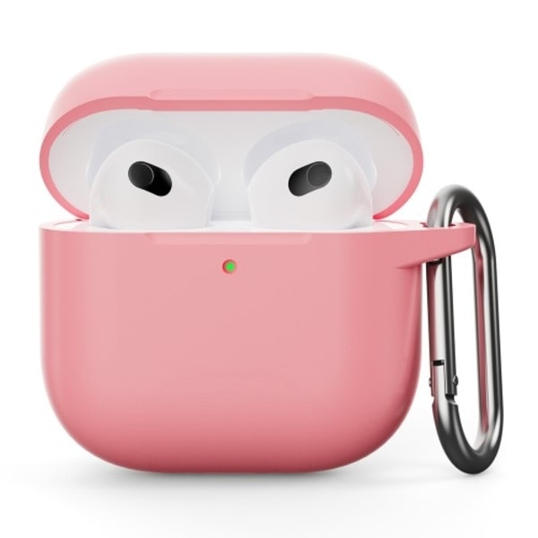 För AirPods 4 Silikonfodral Integrerat Bluetooth-hörlursskydd med krok - Rosa Rosa