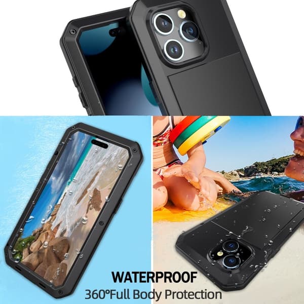 Heavy Duty Robust Hybrid Cover Shell + hærdet glas til iPhone 15 Black