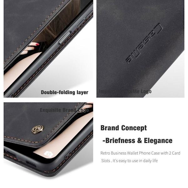 CASEME Retro Pung Taske til Samsung Galaxy A12 - Sort Black