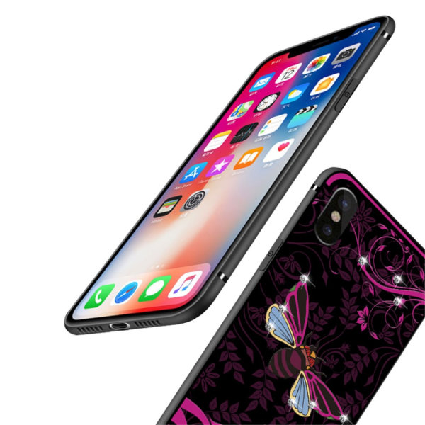 NXE Insect Pattern tekojalokivi Decor TPU- cover iPhone X:lle - Ros