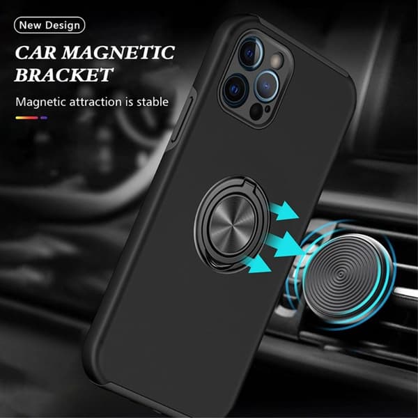 iPhone 14 Pro Fingerring Kickstand Hybrid Taske - Sort Black