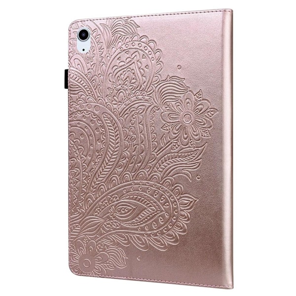 Apple iPad 10.9 2022 Vikbart fodral korthållare Blommor - Rose Gold Rosa guld