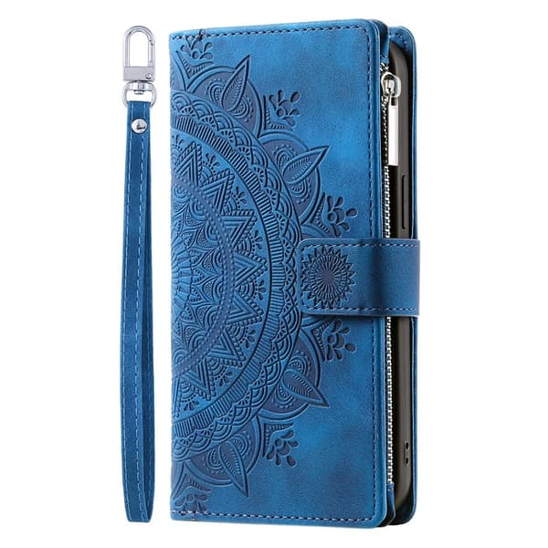 For Google Pixel 10 Pro XL  Lommebok Deksel Shell Mandala Blomstermønster Blue
