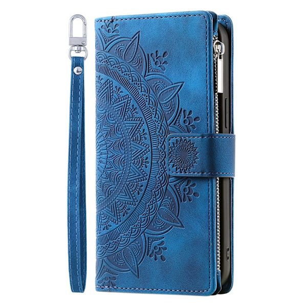 Til Google Pixel 10 Pro XL tegnebogscover Cover Shell Mandala Blomstermønster Blue
