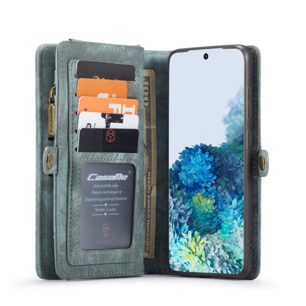 CASEME Samsung Galaxy S20 Plus Retro läder plånboksfodral - Blå Blå