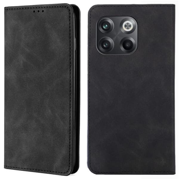 For OnePlus 10T 5G / Ace Pro 5G Skin-touch PU Cover Stativ Black