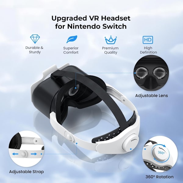 DEVASO kompatibel med Nintendo Switch VR headset med justerbar hovedstrop Black