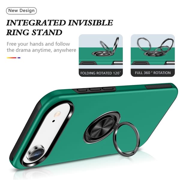 Til iPhone Air Finger Ring Kickstand Hybrid Taske Green