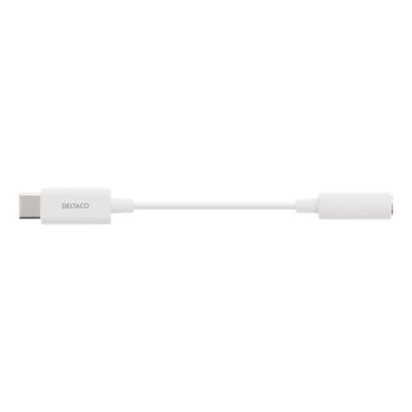 DELTACO USB-C - 3,5 mm sovitin, stereo, aktiivinen, 11 cm, valko White