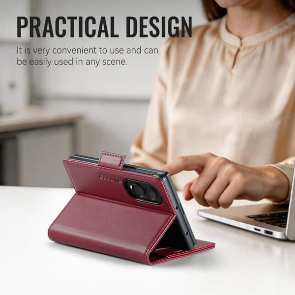 CASEME Glanset telefonlommebokdeksel til Samsung Galaxy Z Fold8 Red
