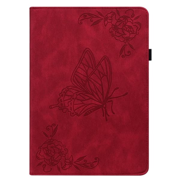 Apple iPad 10.9 2022 Sammenleggbart Veske Kortholder Sommerfugl - Rød Red