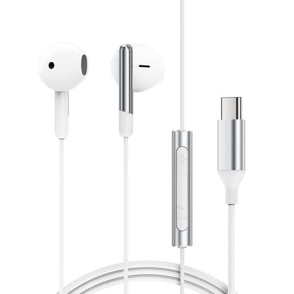 ACEFAST 1.2m USB-C Kablede Hodetelefoner med Mikrofonkontroll White