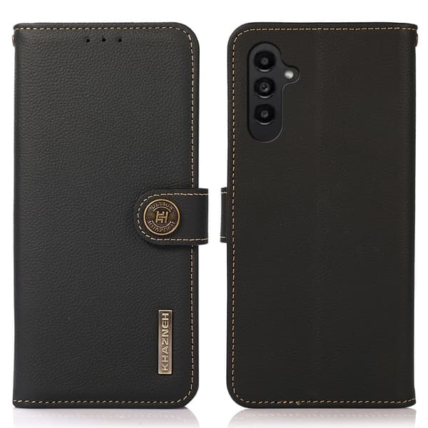 KHAZNEH Til Samsung Galaxy S24 FE Etui i Ægte Koskind med Pungfunktion - Sort Black