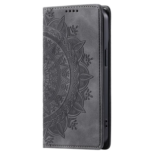 För Samsung Galaxy S25 plånboksfodral Fodral Skal Mandala blommönster grå