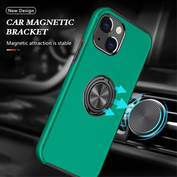 iPhone 14 Fingerring Kickstand Hybrid Taske - Grøn Green