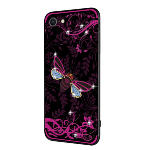NXE Insect Pattern tekojalokivi Decor TPU cover iPhone 8/7 -puhelimelle - Pink