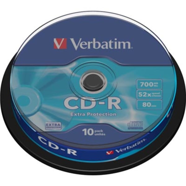Verbatim CD-R, 52x, 700MB/80min, 10-pack, Extra Protection multifärg