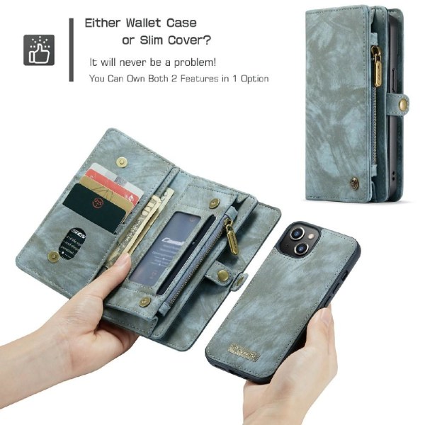 CASEME iPhone 13 Mini Retro plånboksfodral - Blå Blå