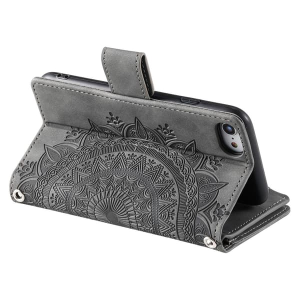 Til iPhone 17e / 16e tegnebogscover Cover Shell Mandala Blomstermønster Grey