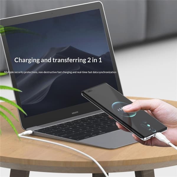 LDNIO 2 m USB-C till iPhone 5–14-kabel – 30 W PD/QC-snabbladdning och datakabel Vit