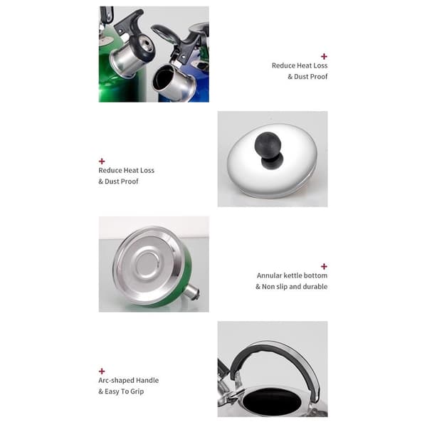 Tekande, temaskine, 4L, fløjtekedel i rustfrit stål, til gas, elektrisk induktion Silver