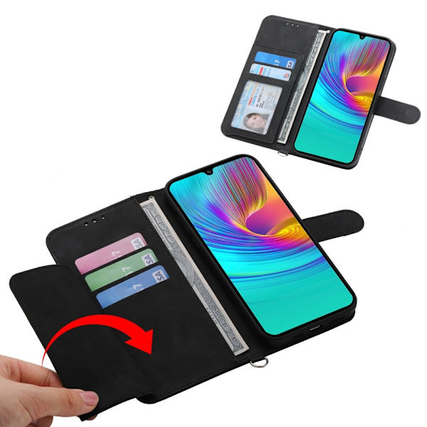 Till Samsung Galaxy A16 5G / A16 4G Fodral med Blommönster Plånboksfodral - Svart Svart