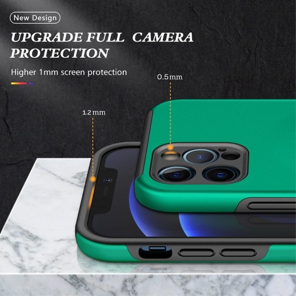 iPhone 14 Pro Max Sormirengas Sivutuen Hybridikotelo - Green
