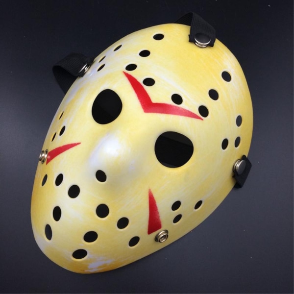 Friday The 13th Jason Mask för Halloween och party - Gul/Röd Gul