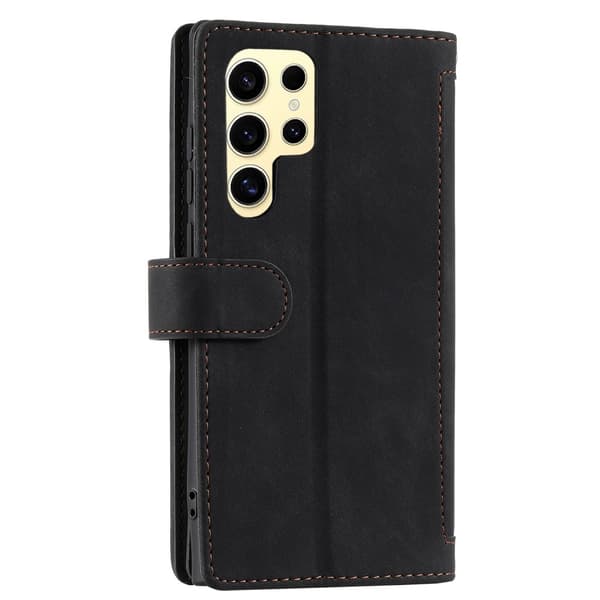 Til Samsung Galaxy S25 Ultra 5G Etui med Lynlåslomme og 9 Kortlommer Black