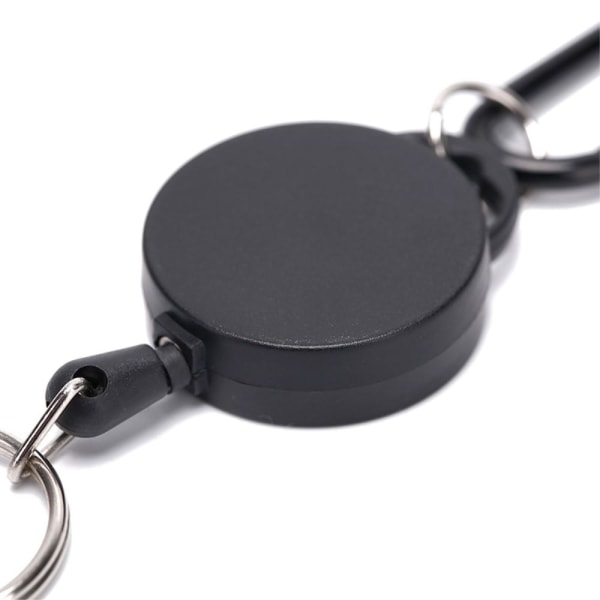 Infällbar Nyckelring Badge Rullhållare Karbinhake Clip - Svart Svart