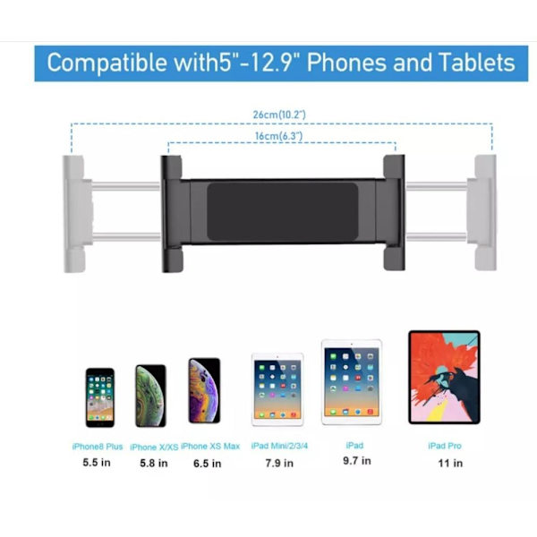 Hållare för surfplatta, passar te.x iPad och Samsung 13 - 33 cm Svart