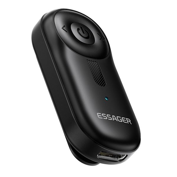 ESSAGER Lydmottaker Trådløs Sender med Mikrofon Klips-på Bluetooth-Adapter Black