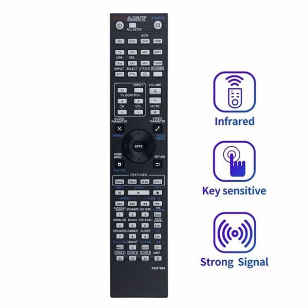Fjärrkontroll Ersättning för AXD7668 För Pioneer AV Receiver Stereo System Svart