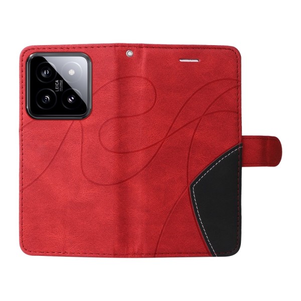 Til Xiaomi 14 KT-serie-1 dobbeltfarve tegnebog Red