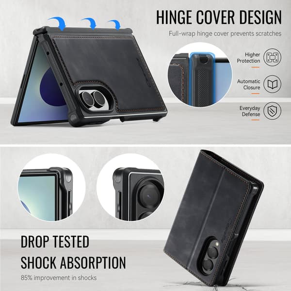 CASEME Magnetisk telefonlommebokdeksel til Samsung Galaxy Z Fold8 Black