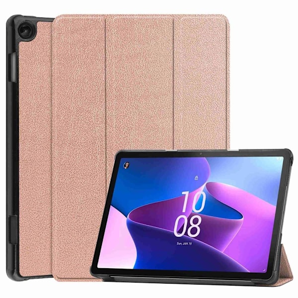 Trefoldet Stativdeksel for Lenovo Tab M10 (Gen 3) - Roségull Pink gold