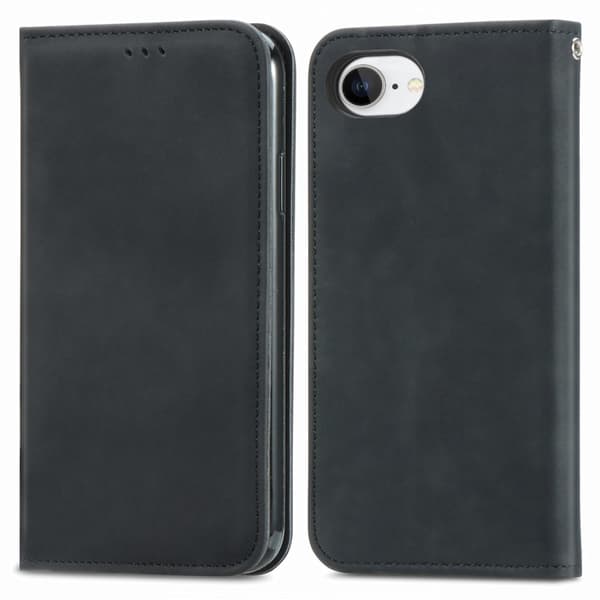För iPhone 17e / 16e fodral med kortfack magnetiskt absorberande telefonfodra Svart