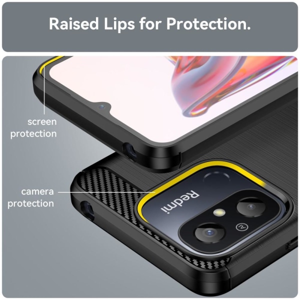 Carbon Fiber Texture TPU Cover for För Xiaomi Redmi 12C Black