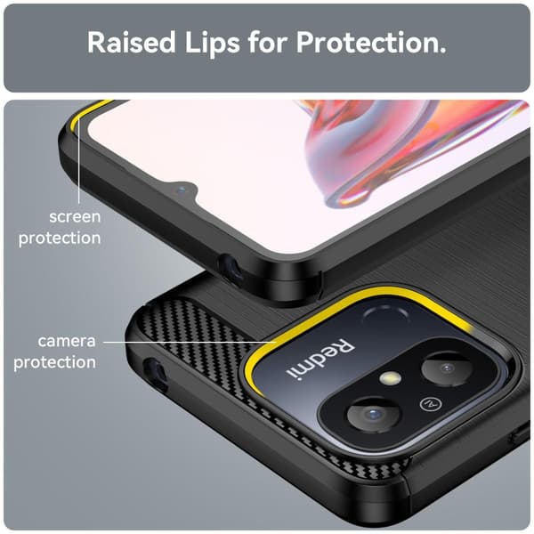 TPU-deksel med karbonfibertekstur for Xiaomi Redmi 12C Black