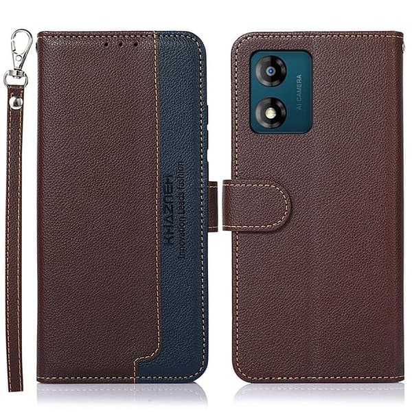 KHAZNEH Motorola Moto E13 4G Plånboksfodral - Brun/Blå Brun