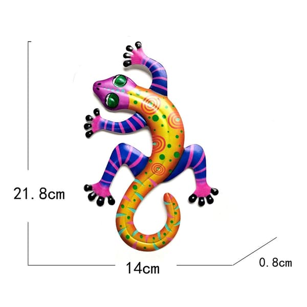 Gecko Ödla Väggdekor Trädgård prydnad 14x21.8x0.8cm - Gul Gul
